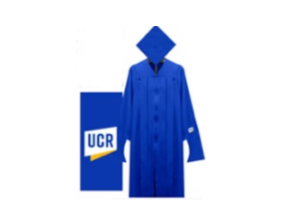 a photo of UCR master's degree gown and motarboard